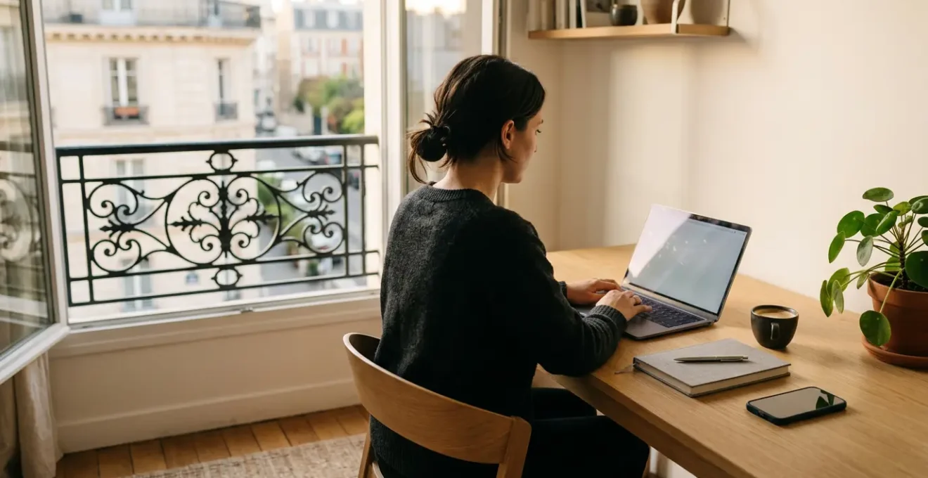 Entrepreneur regardant l'écran d'un ordinateur montrant une croissance exponentielle de visibilité en ligne