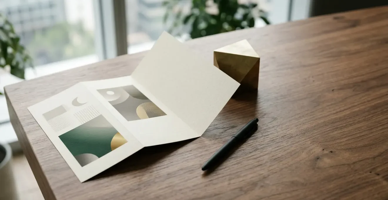 Documents commerciaux professionnels disposés avec élégance sur un bureau moderne, mettant en valeur l'importance des supports de vente tangibles