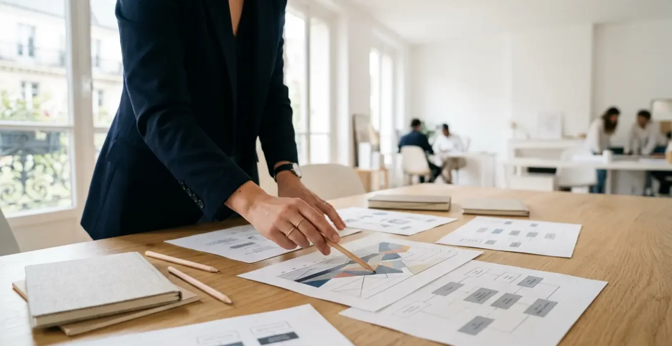 Analyse stratégique d'une communication d'entreprise avec documents et outils professionnels