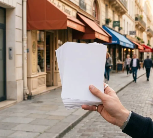 Distribution stratégique de flyers pour attirer des clients en magasin dans une zone urbaine ciblée