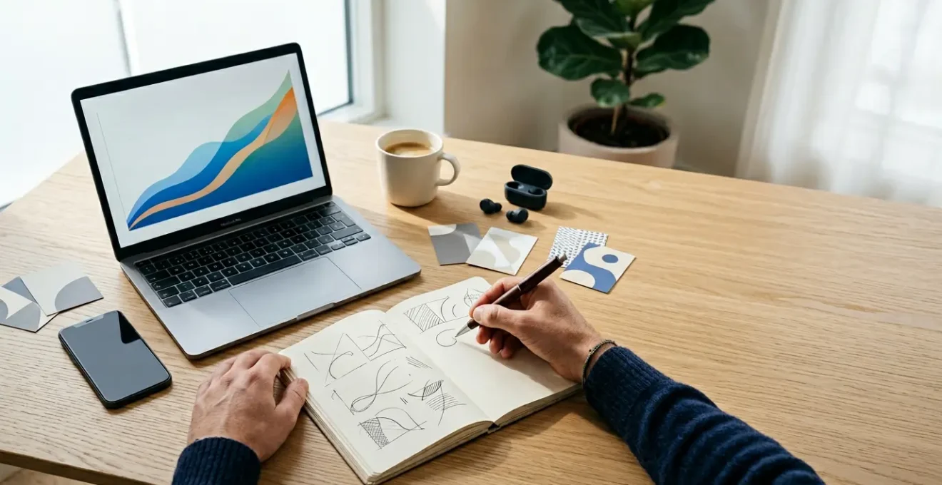 Entrepreneur travaillant sur une stratégie de lancement avec des données de croissance