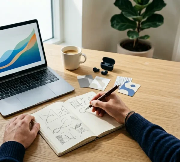 Entrepreneur travaillant sur une stratégie de lancement avec des données de croissance